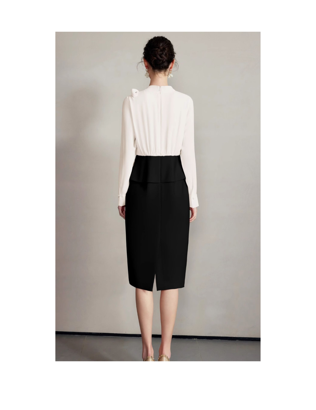 Off White and Black Dress