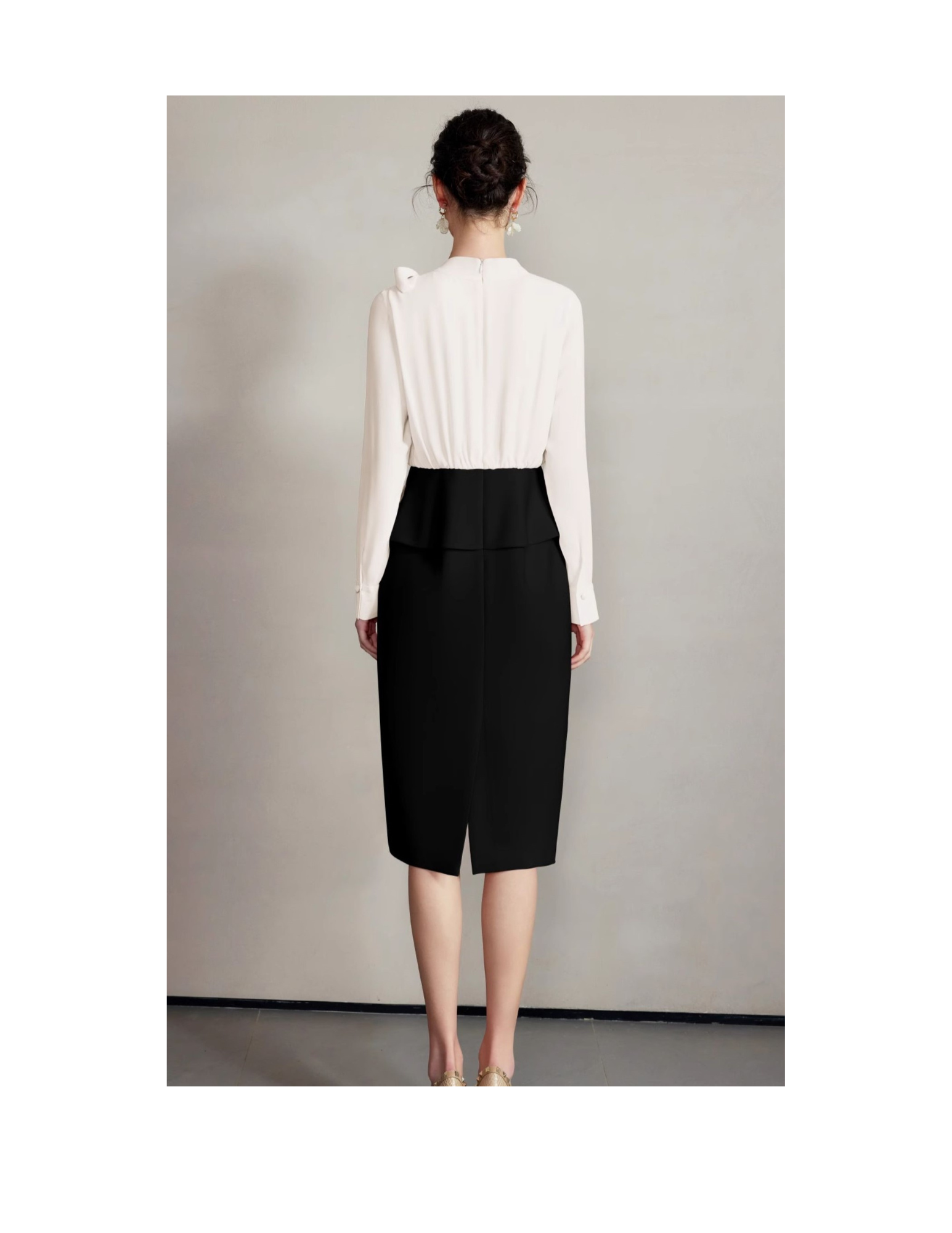 Off White and Black Dress